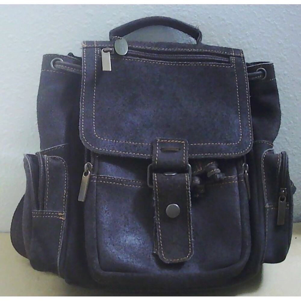David King Distressed Mid Size Top Handle Leather Backpack In Brown 11X5X10"